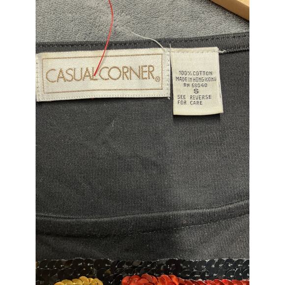 VTG Y2K Casual Corner Top Woman’s S Black Multicolor Sequins Colorblock Party - Picture 4 of 7